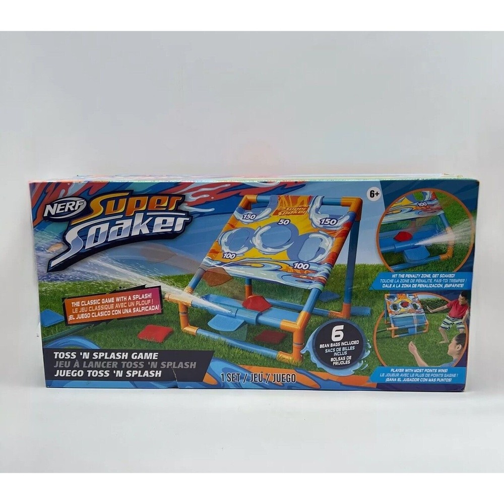 Nerf Super‎ Soaker Toss 'N Splash Cornhole Set Bean Bag Multicolored New